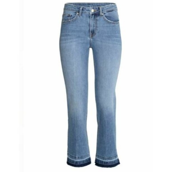 H&M Kick Flare Frayed Crop High Waist Jeans 00 0 2 - Picture 4 of 4